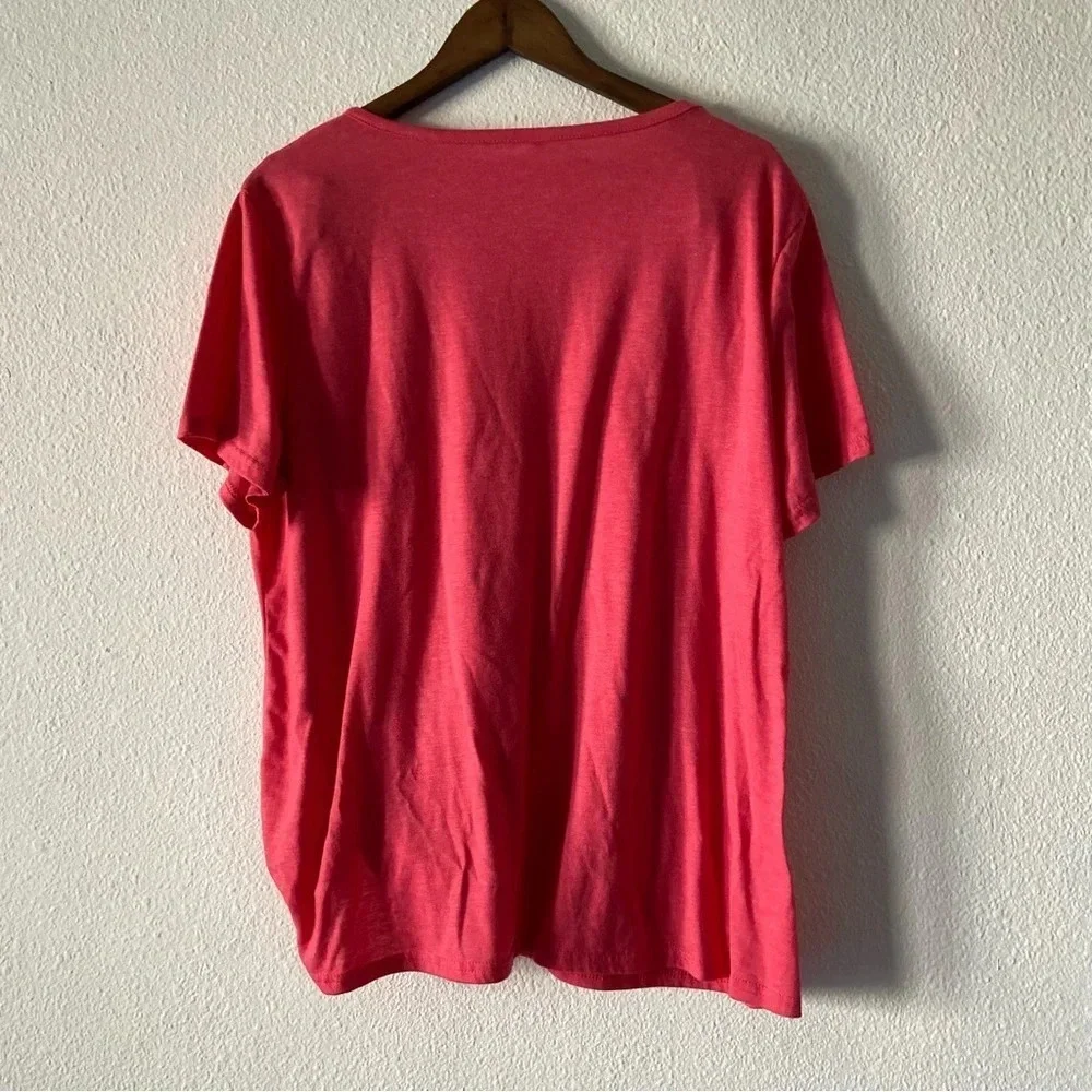 Pink Cross Front Tee 2XL Casual Short Sleeve Everyday Spring Summer Cotton
